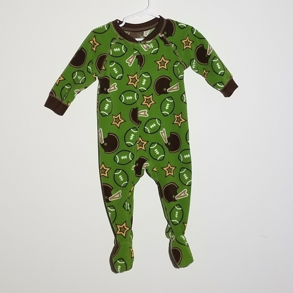 Carter's Fleece Football Sleeper Footie Zipper 12m - Picture 1 of 3